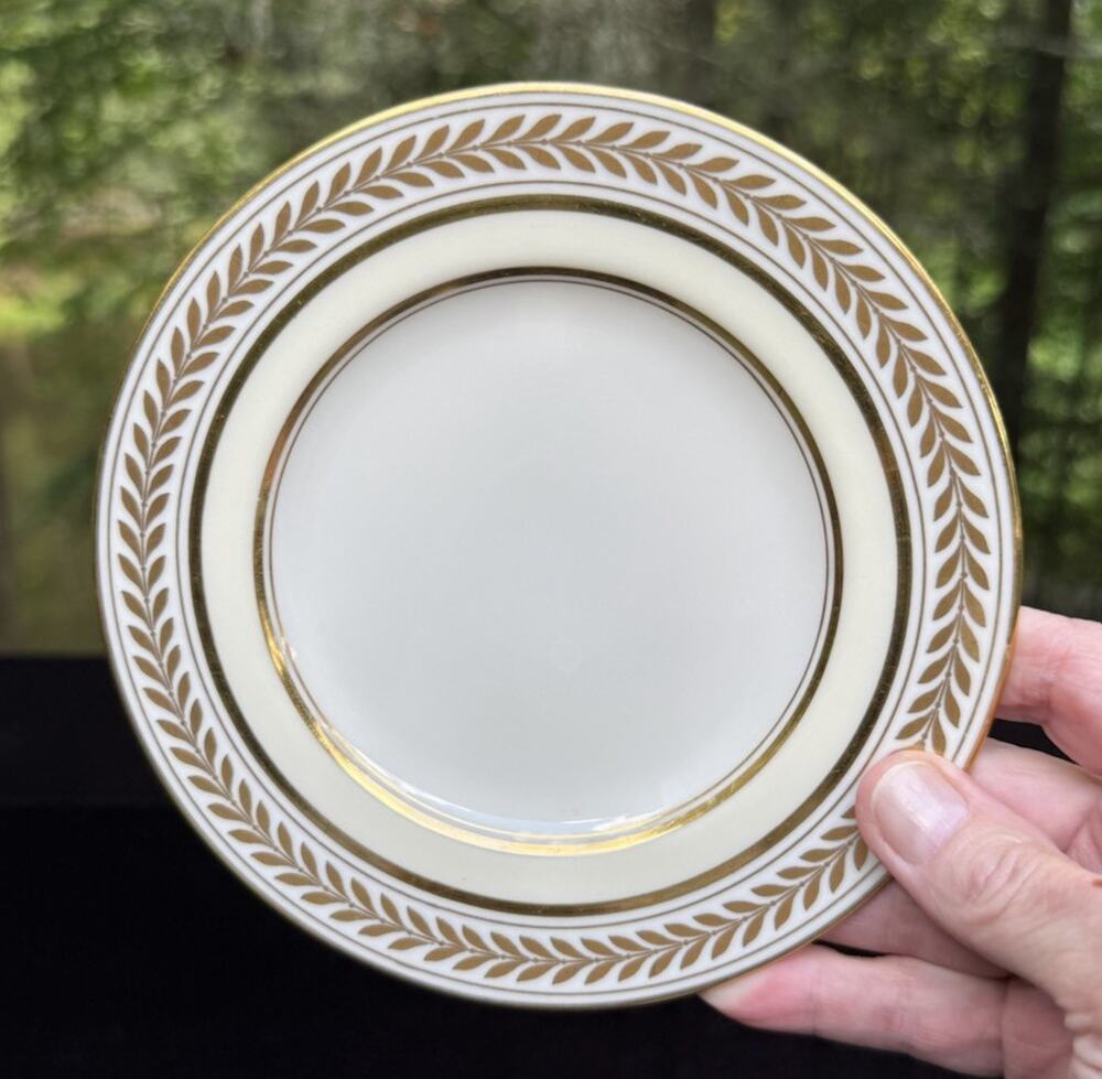 Lenox MALMAISON Ivory Saucer Porcelain USA gold leaf trim & edge EUC Green Stamp